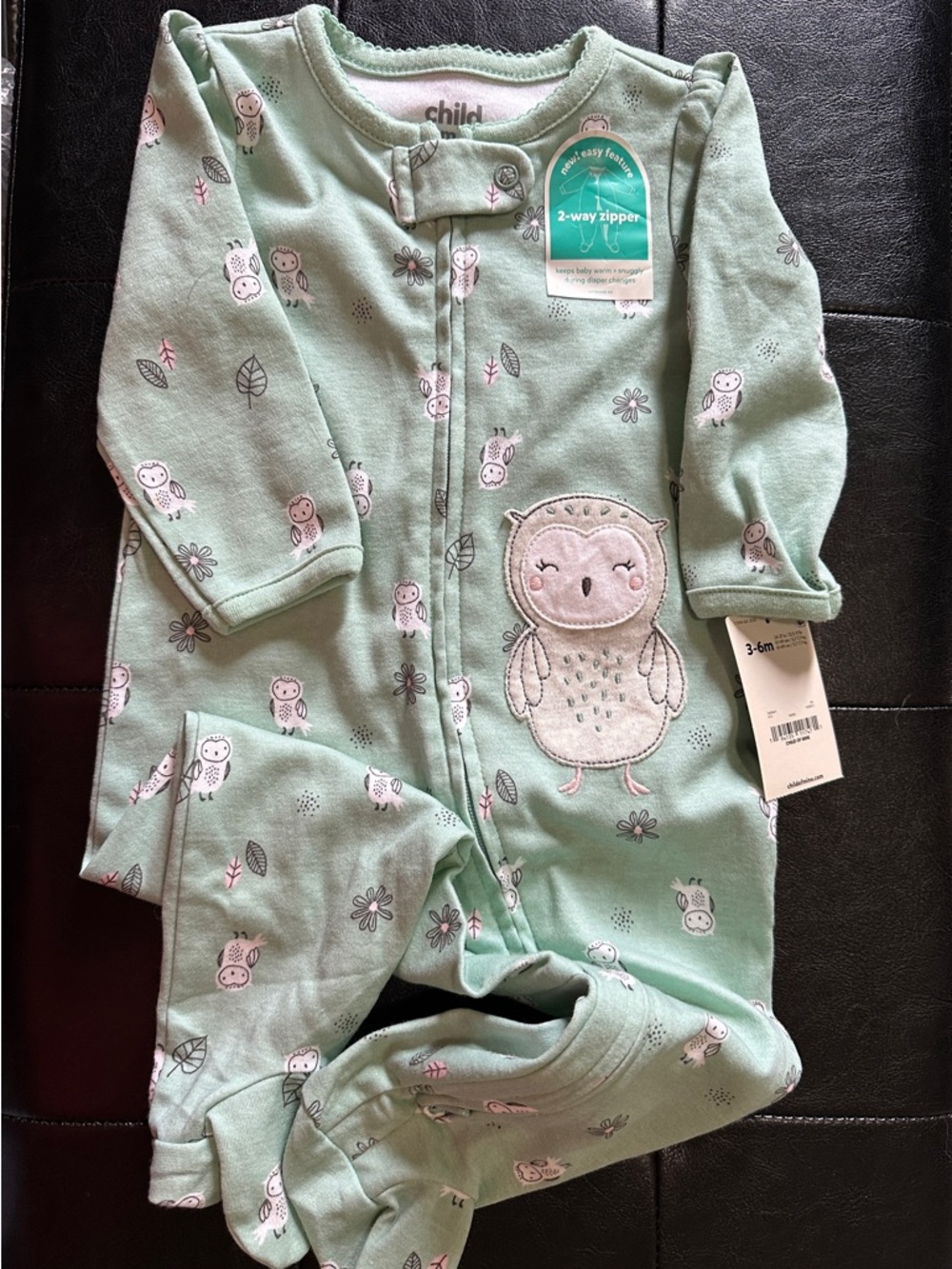 Child If Mine Mint Owl Footed Baby Sleeper 3-6 mos NWT